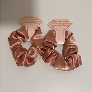 NWT Pair of Rose Gold Satin Scrunchies